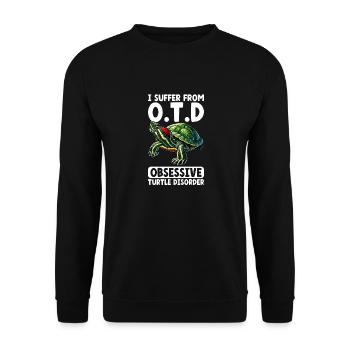 Turtle Red-eared Turtle - Unisex Sweatshirt - black - Front - Alina (178cm) & Michal (187cm)