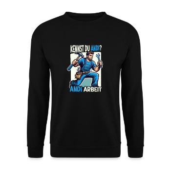 Handwerker Andi Arbeit Geschenk Sprüche Lustig - Unisex Pullover - Schwarz - Vorne - Alina (178cm) & Michal (187cm)