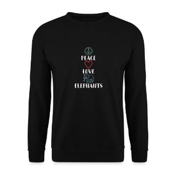 Peace Love Elephants Inspiring Funny Animal Lover - Unisex Sweatshirt - black - Front - Alina (178cm) & Michal (187cm)