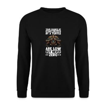 Turtle Red-eared Turtle - Unisex Sweatshirt - black - Front - Alina (178cm) & Michal (187cm)