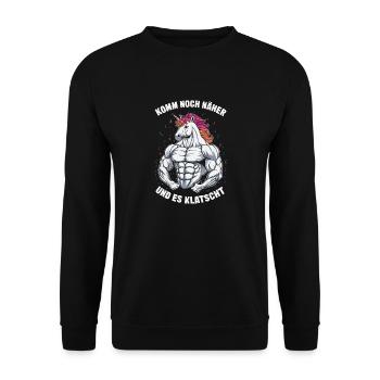 Unicorn Unicorns Mythical Creatures Mystical - Unisex Sweatshirt - black - Front - Alina (178cm) & Michal (187cm)