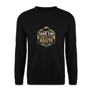 Always Take The Scenic Route Hiker Hiking - Unisex Sweatshirt - black - Front - Alina (178cm) & Michal (187cm)