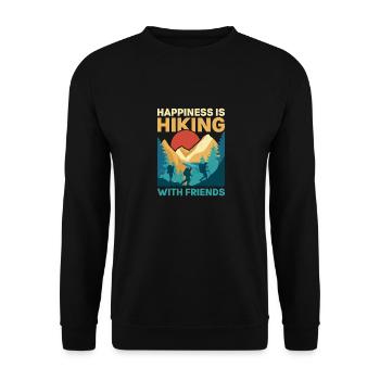 Le bonheur, c’est de faire de la randonnée entre amis Randonneur Montagne - Sweat-shirt Unisexe - noir - Devant - Alina (178cm) & Michal (187cm)