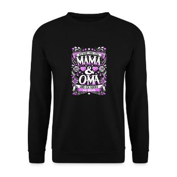 Geschenk Oma Baby Nachwuchs Mama Sprüche - Unisex Pullover - Schwarz - Vorne - Alina (178cm) & Michal (187cm)