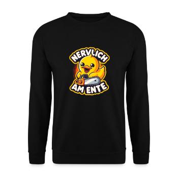 Stress Gestresst Nerven Arbeit Geschenk Spruch - Unisex Pullover - Schwarz - Vorne - Alina (178cm) & Michal (187cm)