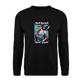 Garten Geschenk Gärtnerin Geburtstag Geschenk - Unisex Pullover - Schwarz - Vorne - Alina (178cm) & Michal (187cm)