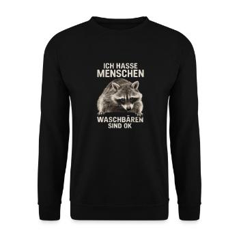 Raccoon Animal Barbados Raccoon - Unisex Sweatshirt - black - Front - Alina (178cm) & Michal (187cm)