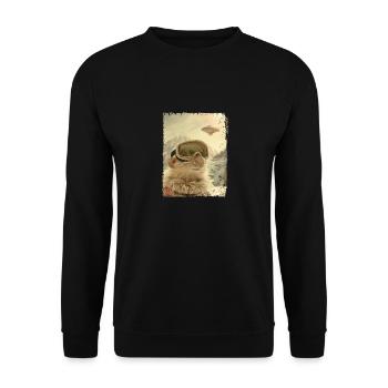 UFO Retro Vintage Uncanny Alien Winter Mouse - Unisex Sweatshirt - black - Front - Alina (178cm) & Michal (187cm)