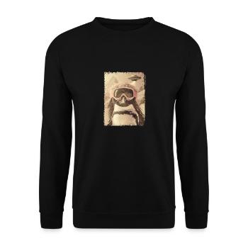 UFO Retro Vintage Uncanny Alien Ski Penguin - Unisex Pullover - Schwarz - Vorne - Alina (178cm) & Michal (187cm)