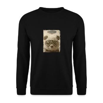 OVNI rétro vintage étrange Alien Ski Panda - Sweat-shirt Unisexe - noir - Devant - Alina (178cm) & Michal (187cm)