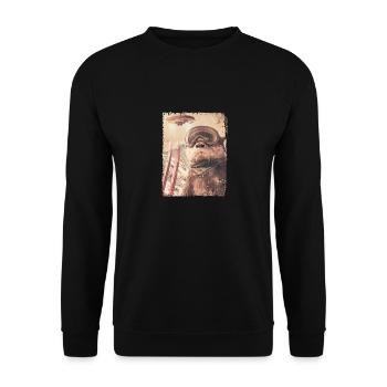 UFO Retro Vintage Uncanny Alien Ski Otter - Unisex Pullover - Schwarz - Vorne - Alina (178cm) & Michal (187cm)