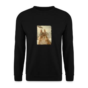 UFO Retro Vintage Uncanny Alien Ski Squirrel - Unisex Sweatshirt - black - Front - Alina (178cm) & Michal (187cm)