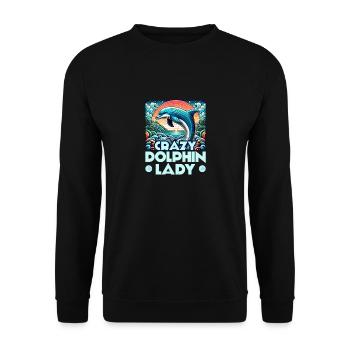 Crazy Dolphin Lady Marine Biology Beach Vacation - Unisex Sweatshirt - black - Front - Alina (178cm) & Michal (187cm)