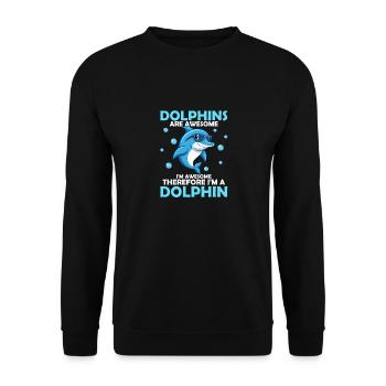 Dolphins Are Awesome Beach Vacation Marine Biology - Unisex Sweatshirt - black - Front - Alina (178cm) & Michal (187cm)
