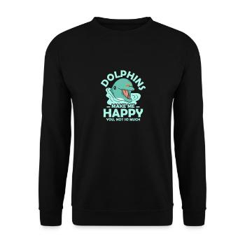 Dolphins Make Me Happy Beach Vacation Marine Biolo - Unisex Sweatshirt - black - Front - Alina (178cm) & Michal (187cm)