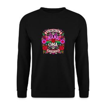Geschenk Oma Baby Nachwuchs Mama Sprüche - Unisex Pullover - Schwarz - Vorne - Alina (178cm) & Michal (187cm)