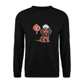 Dackel Matrose Geburtstag Geburtstagsgeschenk Hund - Unisex Pullover - Schwarz - Vorne - Alina (178cm) & Michal (187cm)