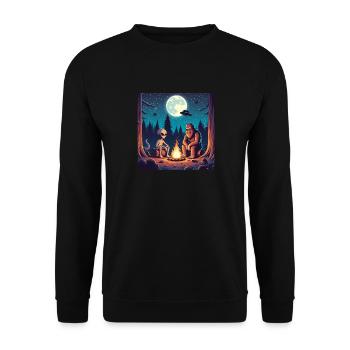Bigfoot with alien at the campfire - Unisex Sweatshirt - black - Front - Alina (178cm) & Michal (187cm)