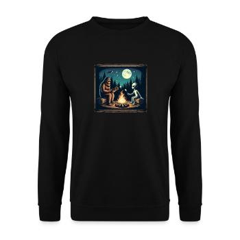 Bigfoot with alien at the campfire - Unisex Sweatshirt - black - Front - Alina (178cm) & Michal (187cm)