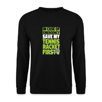 Funny Tennis Player Racket In Case - Unisex Sweatshirt - black - Front - Alina (178cm) & Michal (187cm)