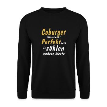 Coburger müssen nicht Perfekt sein - Unisex Pullover - Schwarz - Vorne - Alina (178cm) & Michal (187cm)