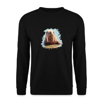 Walrus Walrosse Walross - Unisex Pullover - Schwarz - Vorne - Alina (178cm) & Michal (187cm)