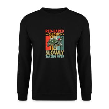 Turtle Red-eared Turtle - Unisex Sweatshirt - black - Front - Alina (178cm) & Michal (187cm)
