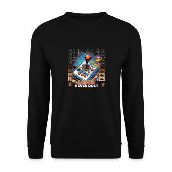 Retro Gamer Joystick / Controller Konsolenspiele - Unisex Pullover - Schwarz - Vorne - Alina (178cm) & Michal (187cm)