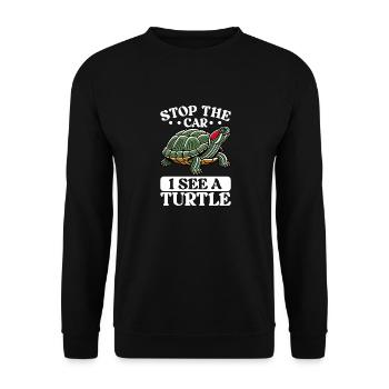 Turtle Red-eared Turtle - Unisex Sweatshirt - black - Front - Alina (178cm) & Michal (187cm)