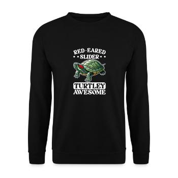 Turtle Red-eared Turtle - Unisex Sweatshirt - black - Front - Alina (178cm) & Michal (187cm)