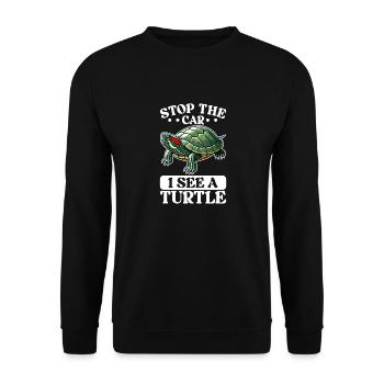Turtle Red-eared Turtle - Unisex Sweatshirt - black - Front - Alina (178cm) & Michal (187cm)