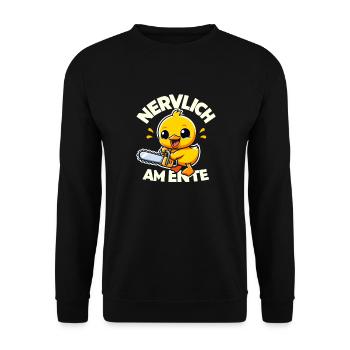 Stress Gestresst Nerven Arbeit Geschenk Spruch - Unisex Pullover - Schwarz - Vorne - Alina (178cm) & Michal (187cm)