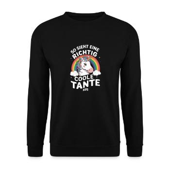 Tante Tanten Familie Patentante - Unisex Pullover - Schwarz - Vorne - Alina (178cm) & Michal (187cm)