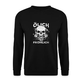 Huileux mais joyeux – Pour les vrais mécaniciens - Sweat-shirt Unisexe - noir - Devant - Alina (178cm) & Michal (187cm)