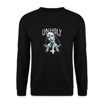 Provokant und Ausdrucksstark – Rebellische Mode - Unisex Pullover - Schwarz - Vorne - Alina (178cm) & Michal (187cm)