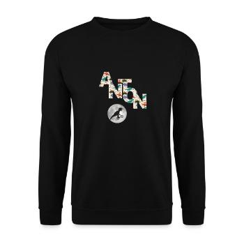 ANTON - Beau prénom de garçon avec dinosaure - Sweat-shirt Unisexe - noir - Devant - Alina (178cm) & Michal (187cm)