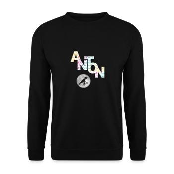 ANTON - Beau prénom de garçon avec dinosaure - Sweat-shirt Unisexe - noir - Devant - Alina (178cm) & Michal (187cm)
