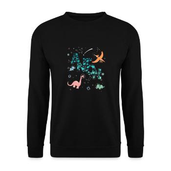 ANTON - Beau prénom de garçon avec dinosaure - Sweat-shirt Unisexe - noir - Devant - Alina (178cm) & Michal (187cm)