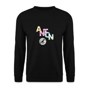 ANTON - Beau prénom de garçon avec dinosaure - Sweat-shirt Unisexe - noir - Devant - Alina (178cm) & Michal (187cm)