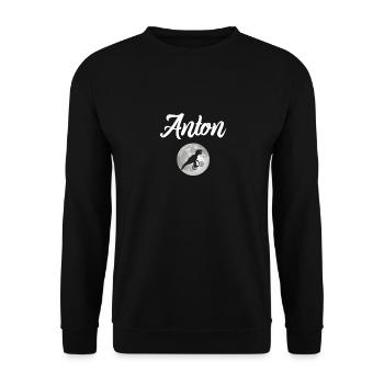 ANTON - Beau prénom de garçon avec dinosaure - Sweat-shirt Unisexe - noir - Devant - Alina (178cm) & Michal (187cm)