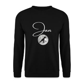 JAN - Beautiful boy name with dinosaur - Unisex Sweatshirt - black - Front - Alina (178cm) & Michal (187cm)