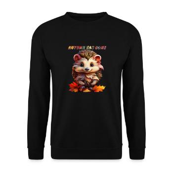 HEDGEHOG AUTUMN HAS COME - Unisex Sweatshirt - black - Front - Alina (178cm) & Michal (187cm)