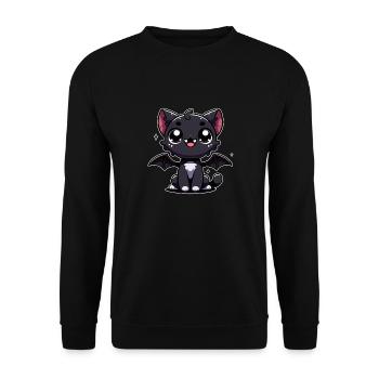 cute black vampire cat - Unisex Sweatshirt - black - Front - Alina (178cm) & Michal (187cm)