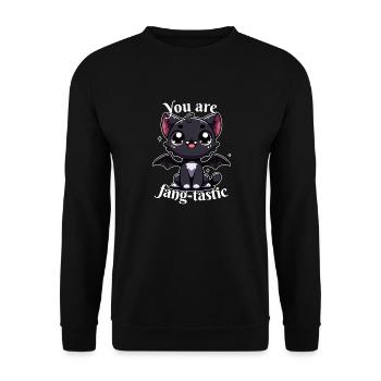 Chat Noir Vampire vous êtes fangtastic Halloween - Sweat-shirt Unisexe - noir - Devant - Alina (178cm) & Michal (187cm)