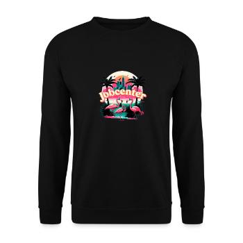 Jobcenter Hartz 4 Bürgergeld Flamingos Arbeitsamt - Unisex Pullover - Schwarz - Vorne - Alina (178cm) & Michal (187cm)