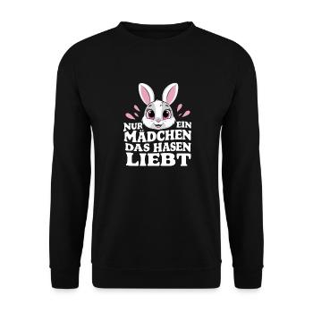 Hase Hasen Kaninchen Haustier - Unisex Pullover - Schwarz - Vorne - Alina (178cm) & Michal (187cm)
