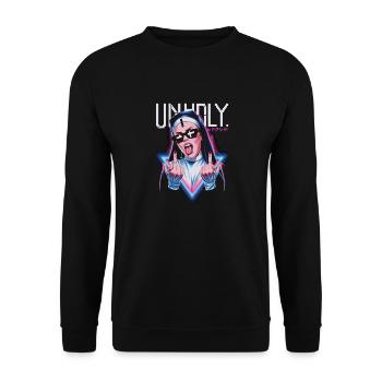 Provokant und Ausdrucksstark – Rebellische Mode - Unisex Pullover - Schwarz - Vorne - Alina (178cm) & Michal (187cm)