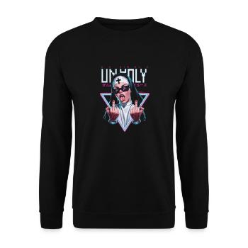 Provokant und Ausdrucksstark – Rebellische Mode - Unisex Pullover - Schwarz - Vorne - Alina (178cm) & Michal (187cm)