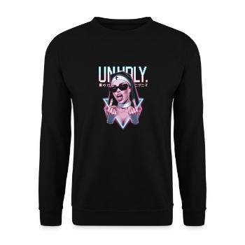 Provokant und Ausdrucksstark – Rebellische Mode - Unisex Pullover - Schwarz - Vorne - Alina (178cm) & Michal (187cm)