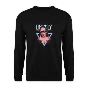 Provokant und Ausdrucksstark – Rebellische Mode - Unisex Pullover - Schwarz - Vorne - Alina (178cm) & Michal (187cm)